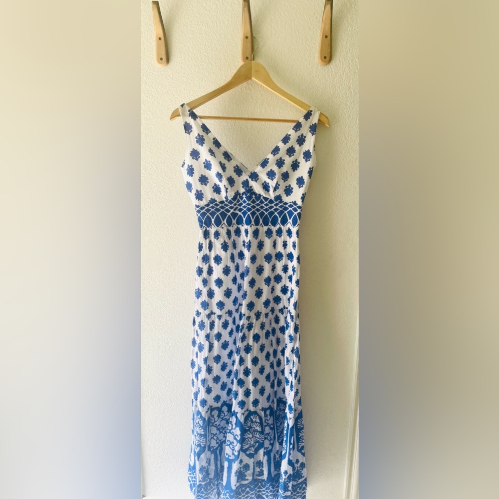 J. Crew Santorini Block Print Maxi Dress, Size 00 - Picture 3 of 4